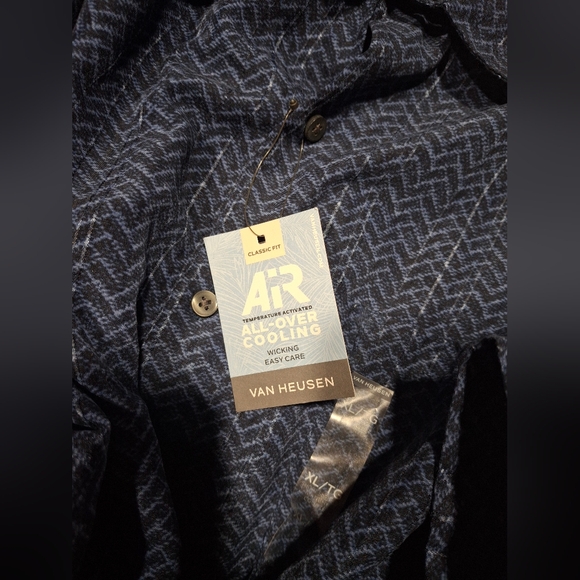 Van Heusen Navy Chevron Casual Shirt,size Xl - Picture 5 of 5